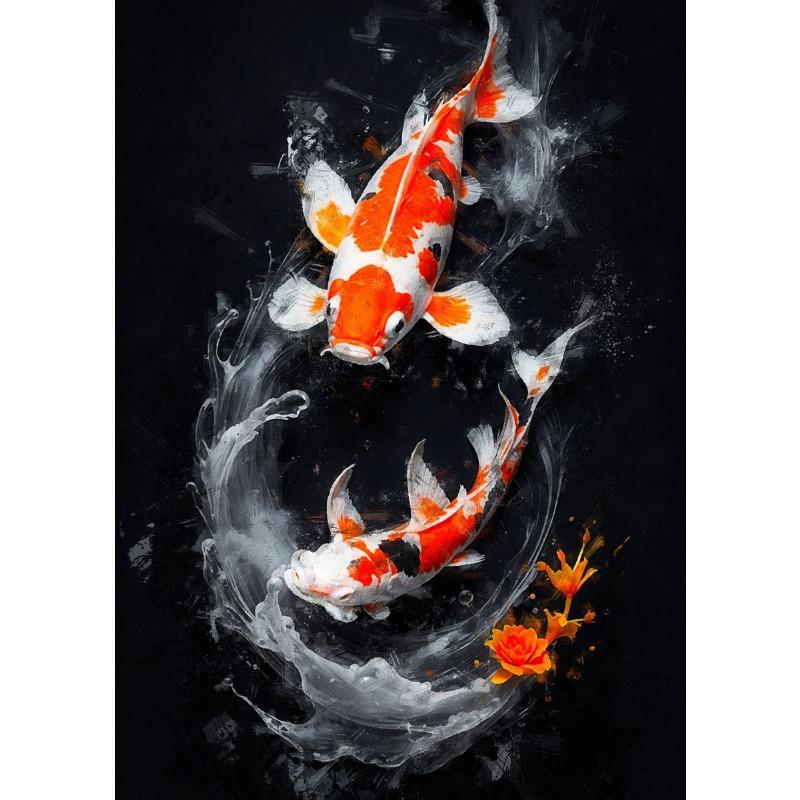 Chinese Red Koi Fish Landscape Picture Carp Canvas Painting HD Print Posters for Modern Living Room Wall Art Home Decor Cuadros