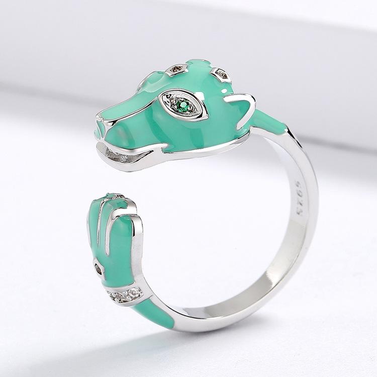 Cute Animal Shape Enamel Leopard Ring Niche Personality Adjustable Ring