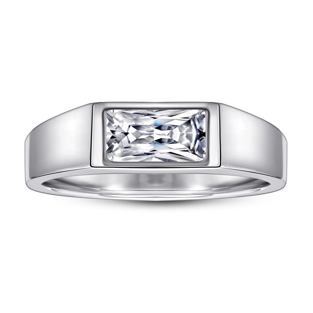 

European and American Style Men s Sterling Silver Zircon Ring US Size 8