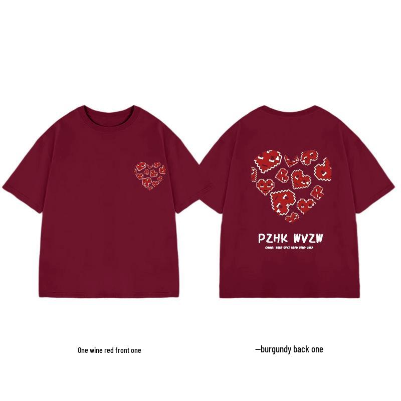 Tricou de cuplu supradimensionat simplu cu imprimeu de litere mărimi mari - Tendință Vară 2025