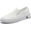New 2025 Men's Leather Casual Sneakers Spring Summer Fashion Slip-On Black Shoes Soft Sole Comfortable for Everyday Wear White