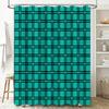 Green Checkered Shower Curtain Waterproof Home Decor Bath Mat for Bathroom Decoration Blue Green Large Grids Pattern (180x240cm)