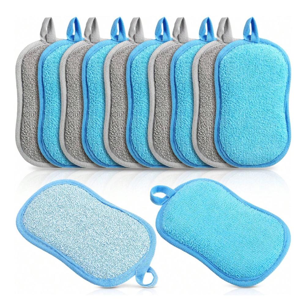 

10 шт. многоразовых губок, кухонная губка из микрофибры против царапин, многоразовая кухонная губка для мытья посуды и кастрюль