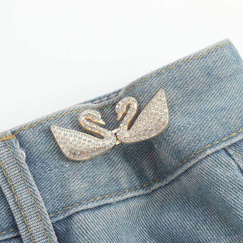 Clip Regolabili con Bottone Jeans per Pantaloni Gonne Stringivita Fibbia Bottone a Pressione Regolatore Spilla a Farfalla Bottone Forniture per Abbigliamento