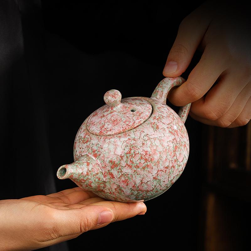 Retro Japanese Style Tea Pot with Side Handle, Lifting Beam, Anti Scalding Ceramic Tea Pot, Household Kung Fu Tea Set