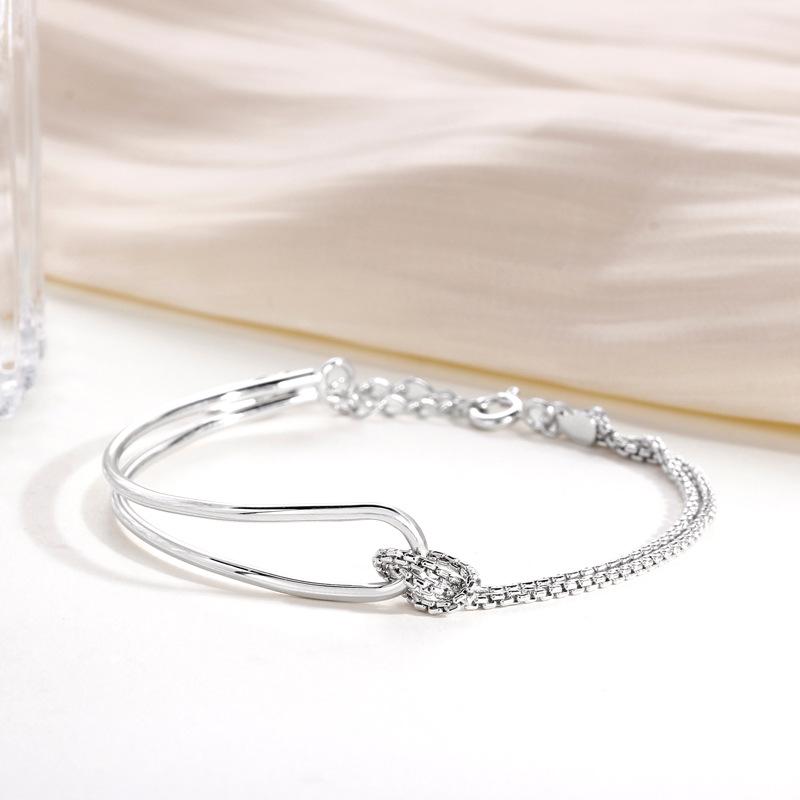 Xiaohongshu Bestseller: Double Layer Starry Sky Silver Bracelet - Women s Asymmetrical Chain Design, Simple Cool Style 925 Silver