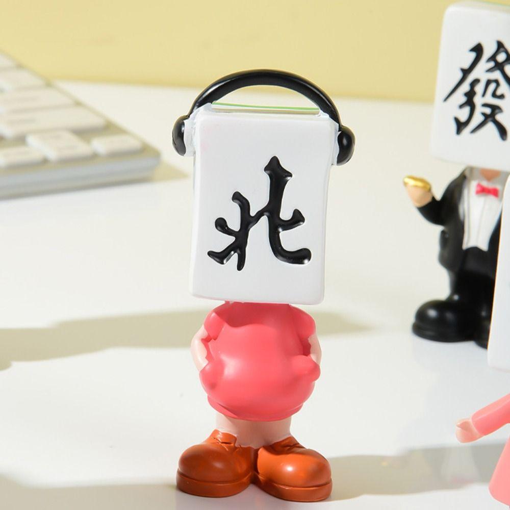 Resin Chinese Mahjong Mini Doll Miniature Mahjong Figure Toys Mahjong Mini Figurine  Desktop Decor