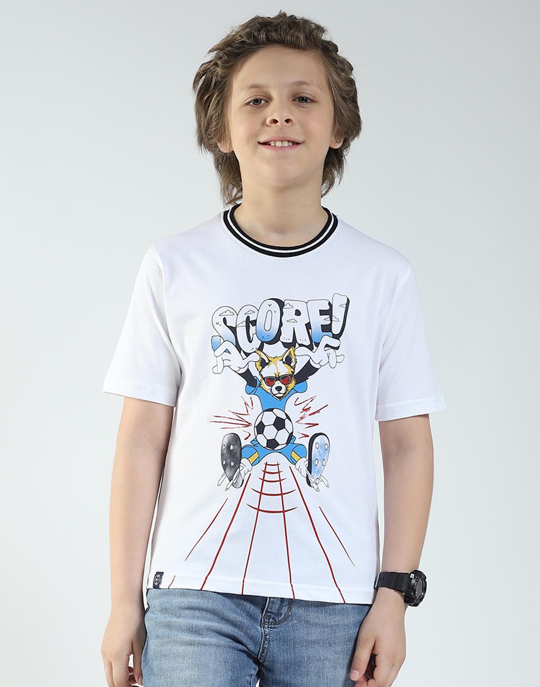 

Monte Carlo Boys Printed Round Neck T-Shirt_White 5-6 Years 7-8 Years белый