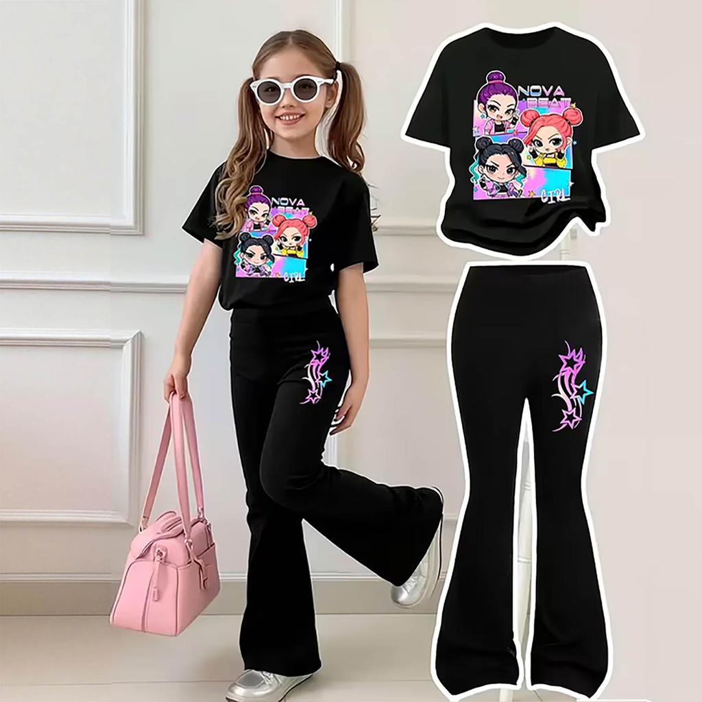 Infant Baby Girls Boys Loose Print T-shirt+Pants Print Outfits Set