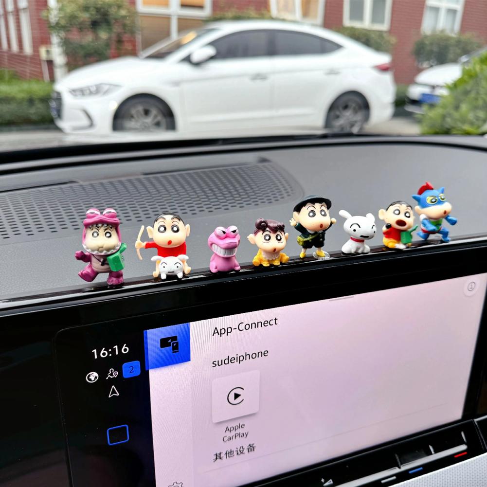 8Pcs/Set Crayon Shin-chan Funny Pose Figure Car Decoration Ornaments Cartoon Model Ornaments Auto Interior Accessories #467870