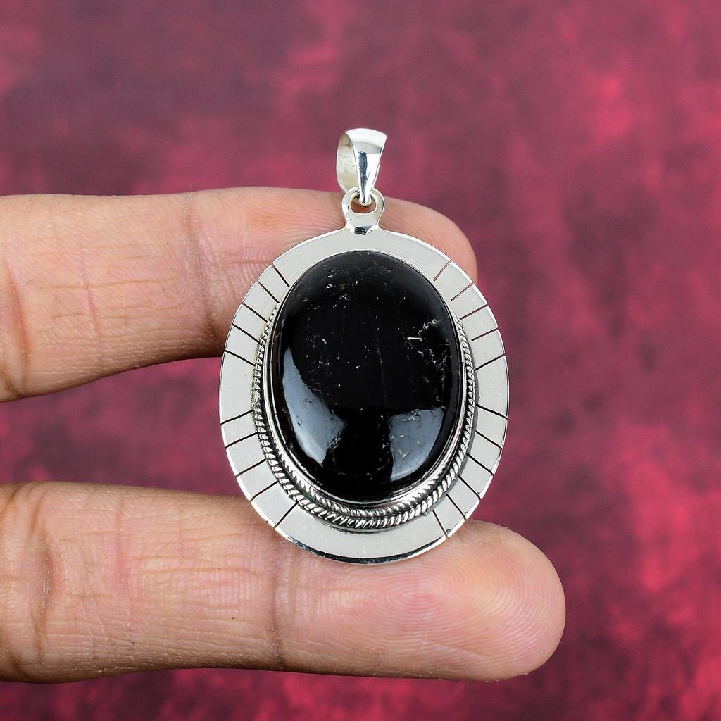 Black Tourmaline Pendant Gemstone Jewelry, 925 Solid Sterling Silver Pendant, Handmade Amazing Pendant Jewelry