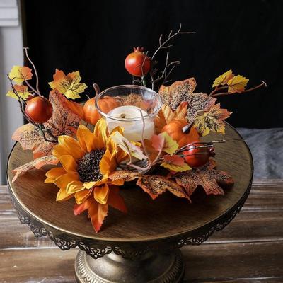 Candle Ring Artificial Wreath Fall for Festival Living Room Farmhouse