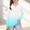 Womens V-Neck Long Sleeve Loose Fit T-Shirt With Polka Dot Print Casual Oversized Top Daily Wear