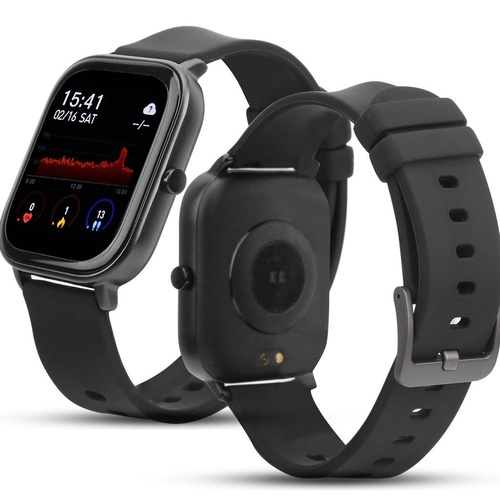 Silikon-Uhrenarmband Smart-Sportuhr Gesundheitsüberwachung Schrittzähler intelligentes Armband Schwarz