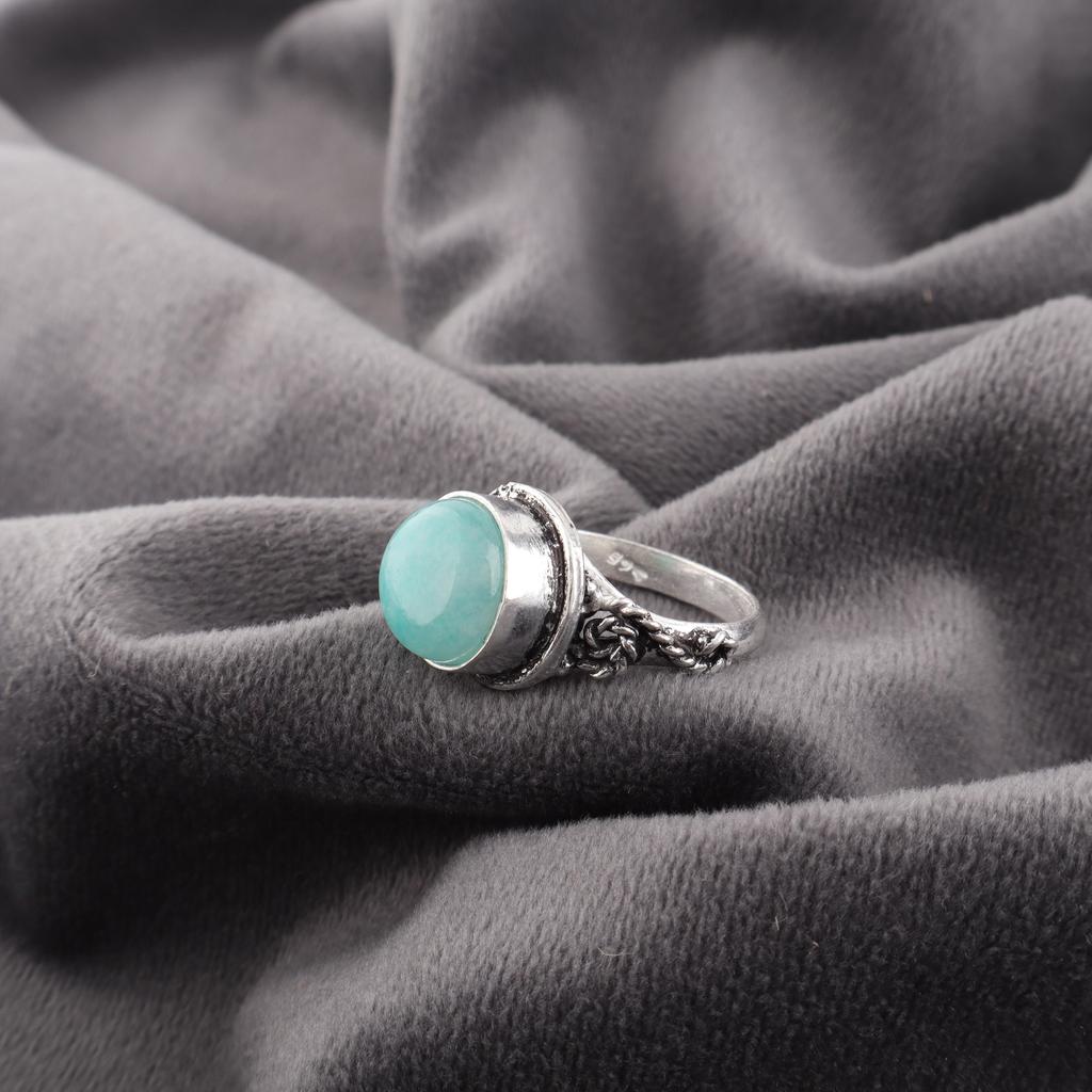 Amazonite 925 Sterling Silver Ring, Gemstone Dainty Ring, Handmade Spiritual Jewelry, Women's Ring Gift For Her