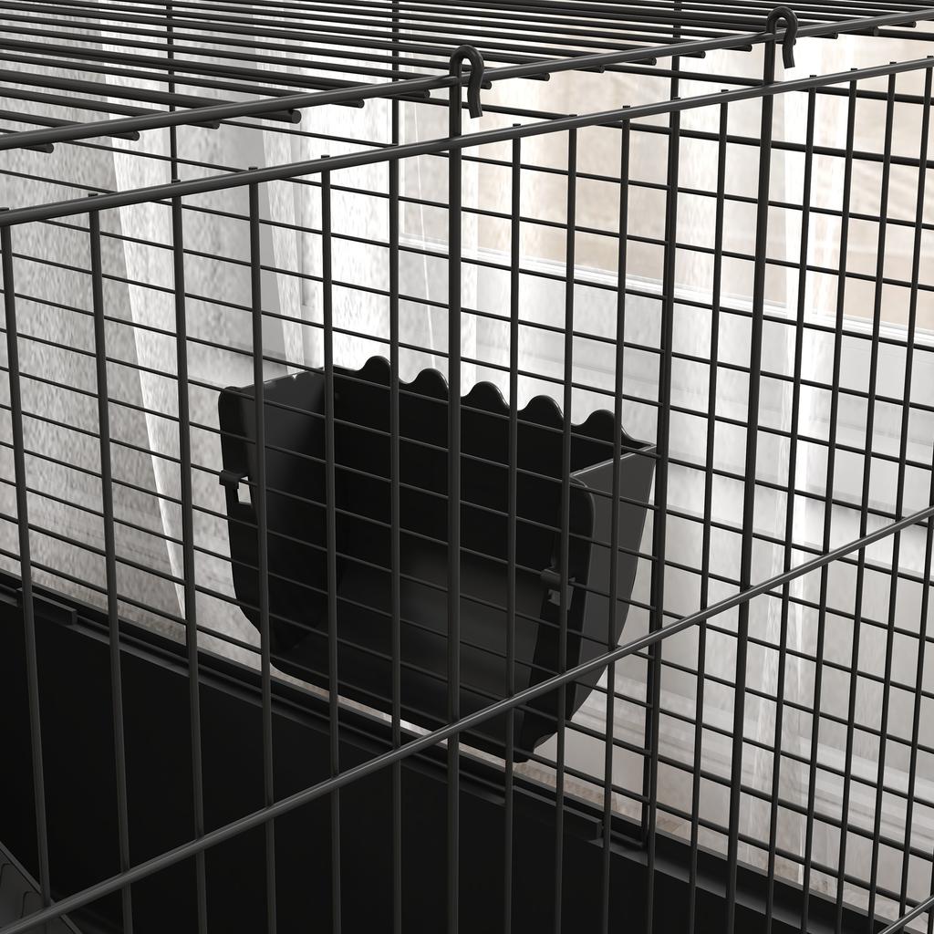 Small Animal Cage with Removable Enclosure, Playpen with Hutch, Incl. Accessories, Black