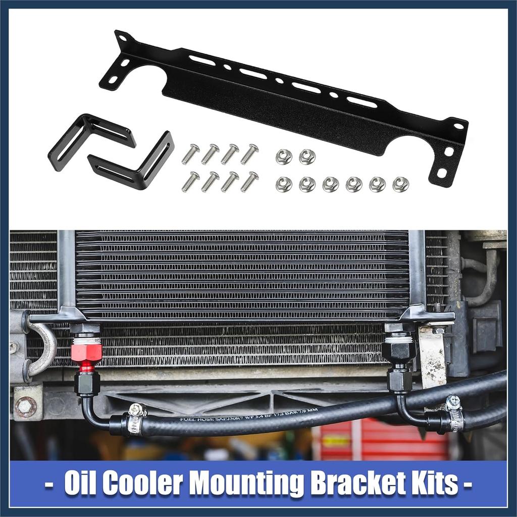 Universal Oil Cooler Mounting Bracket Kit 330mm Aluminum Alloy Engine Oil Cooler Radiator Adapter Kit Oil Cooler Bracket Kit Black Transmission Oil