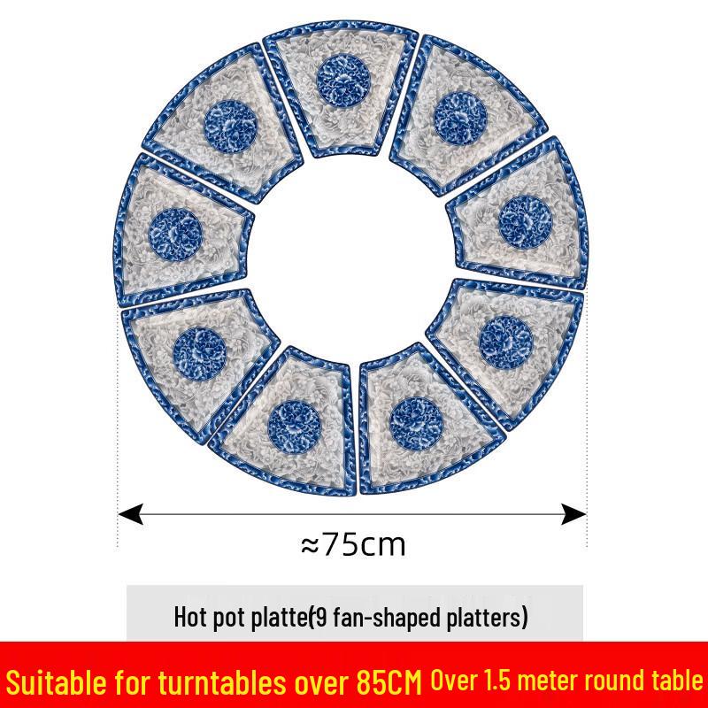 Chinese Blue and White Porcelain Fan Serving Platter