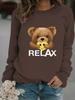 European & American Women's Casual Long-Sleeve Cartoon Bear Pullover Hoodie