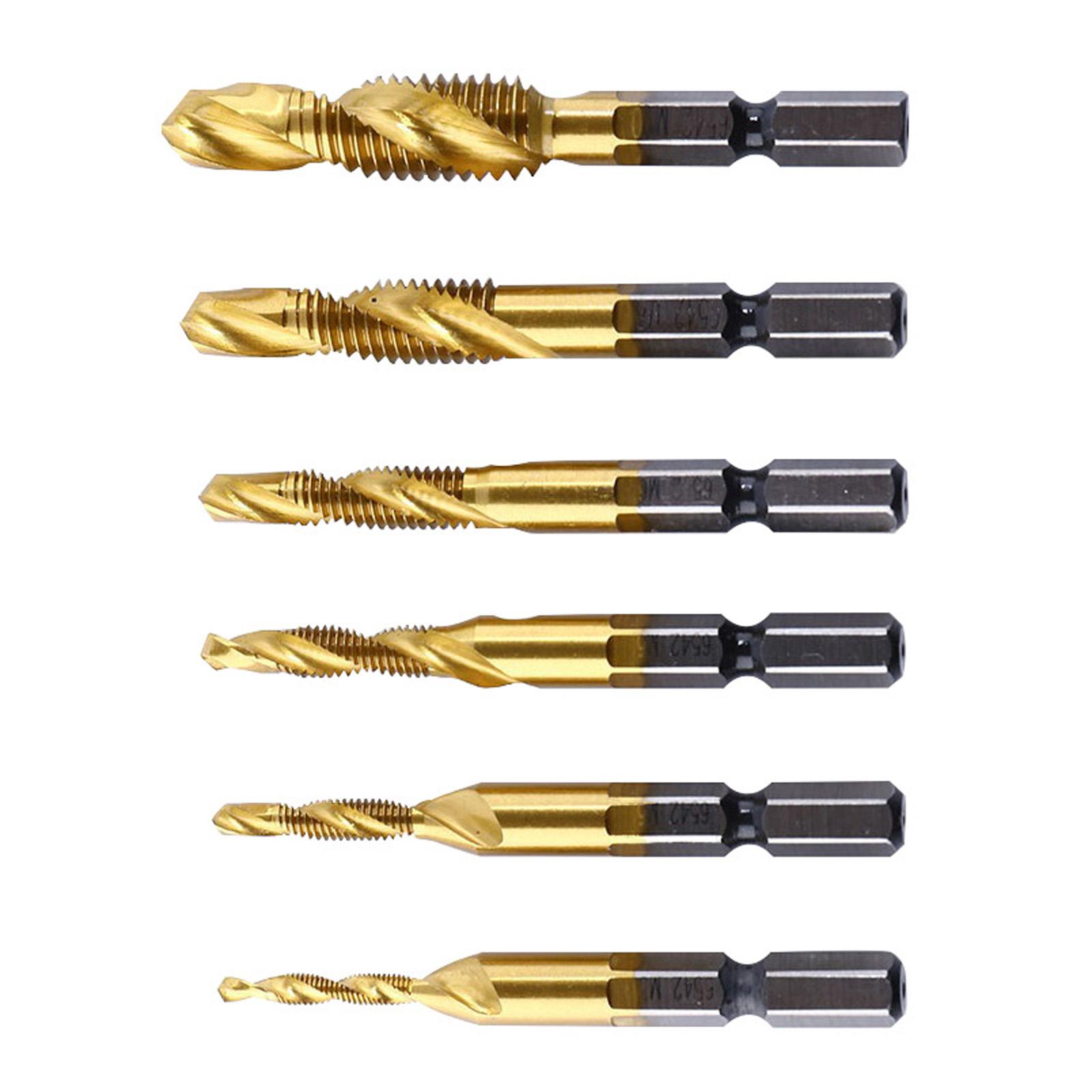 

6Pcs High Speed Steel Composite Tap Drill and Tap Drill Bit Integrated Machine Tap Open Chamfer Tool Set Replacement B