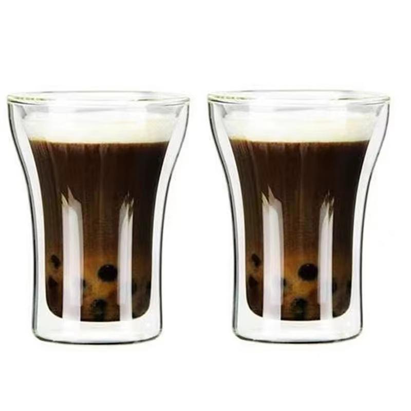 100ml/200ml/250ml Doppelwandige Gläser Hochborosilikatglas Hitzebeständige Kaffeetassen Transparentes Wein-Schnapsglas Trinkgeschirr