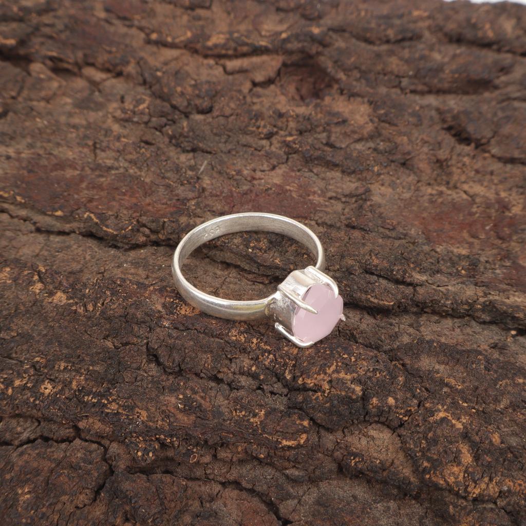 Heart Rose Chalcedony Stone 925 Silver Statement Sisters Day Ethnic Ring Jewelry RR-43-8