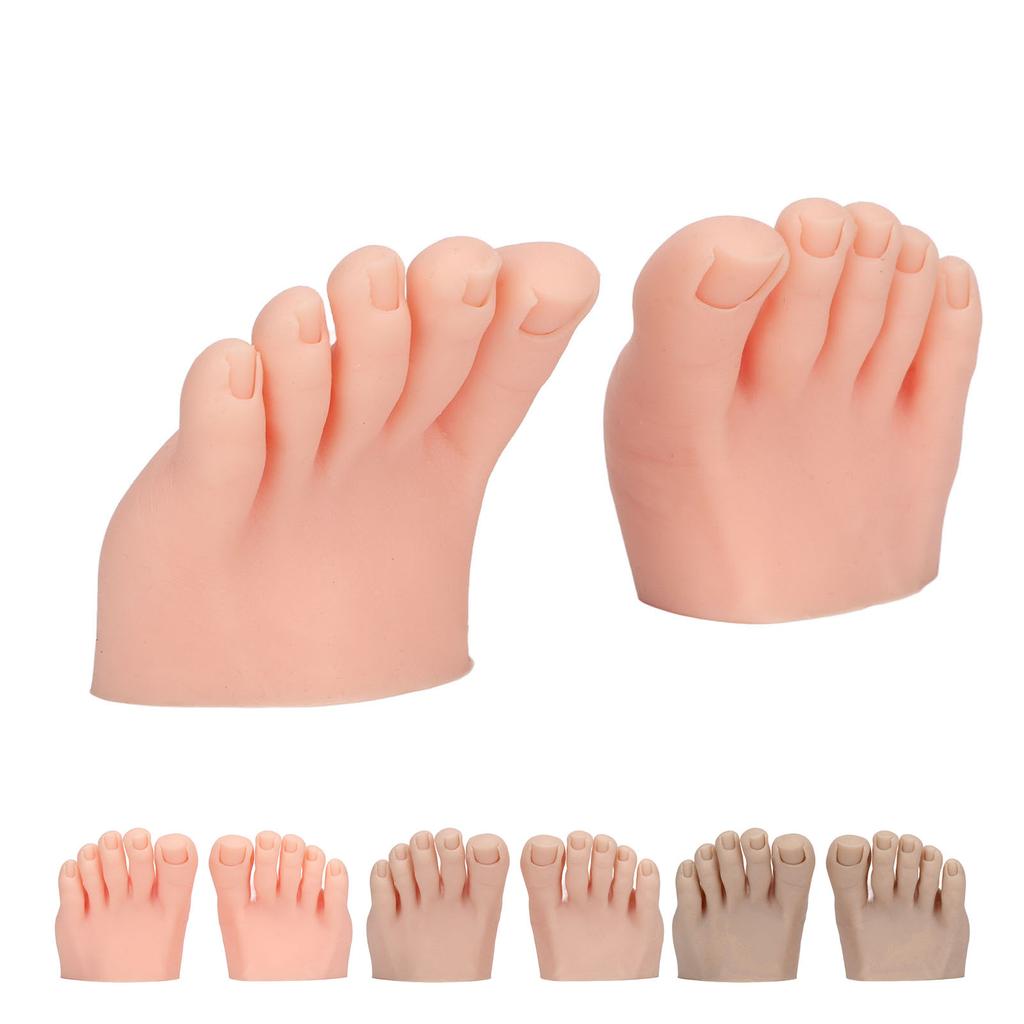 Practice Silicone Foot Model 1 Pair Nail Art Training Display Fake Half Foot Model Pedicure Tattoo Practice