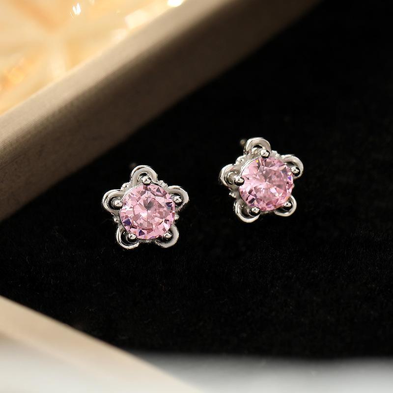 

Серьги-цветы Banyan Tree S925 из серебра с розовым цирконием для девочек silver платиновый