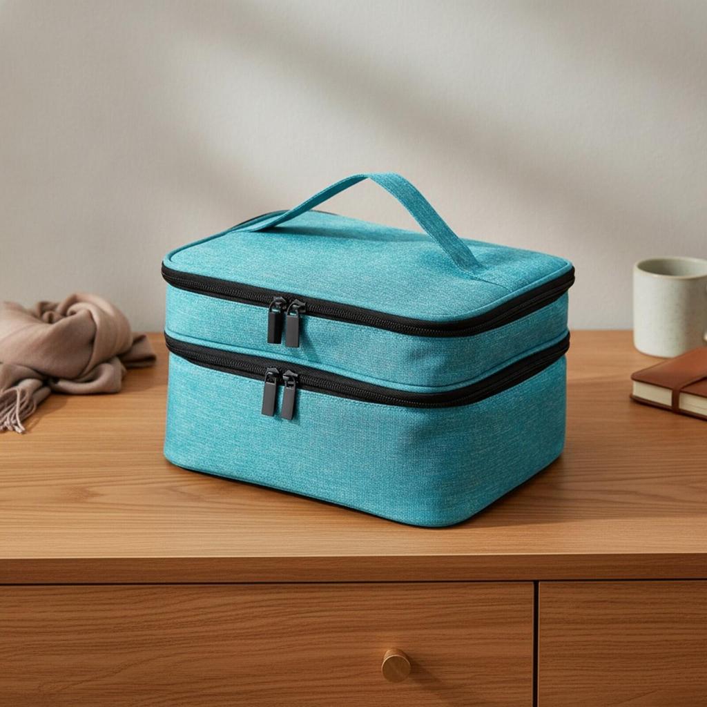 Cosmetic Bag with Carry Handle | Portable, Lightweight, Multi-Compartment Nail