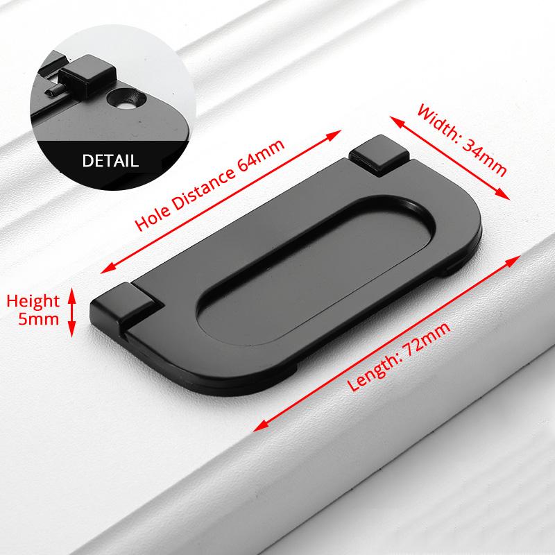 KAK Zinc Alloy Cabinet Knobs and Handles Tatami Hidden Door Handles Kitchen Handles Black Drawer Knobs Furniture Handle Hardware