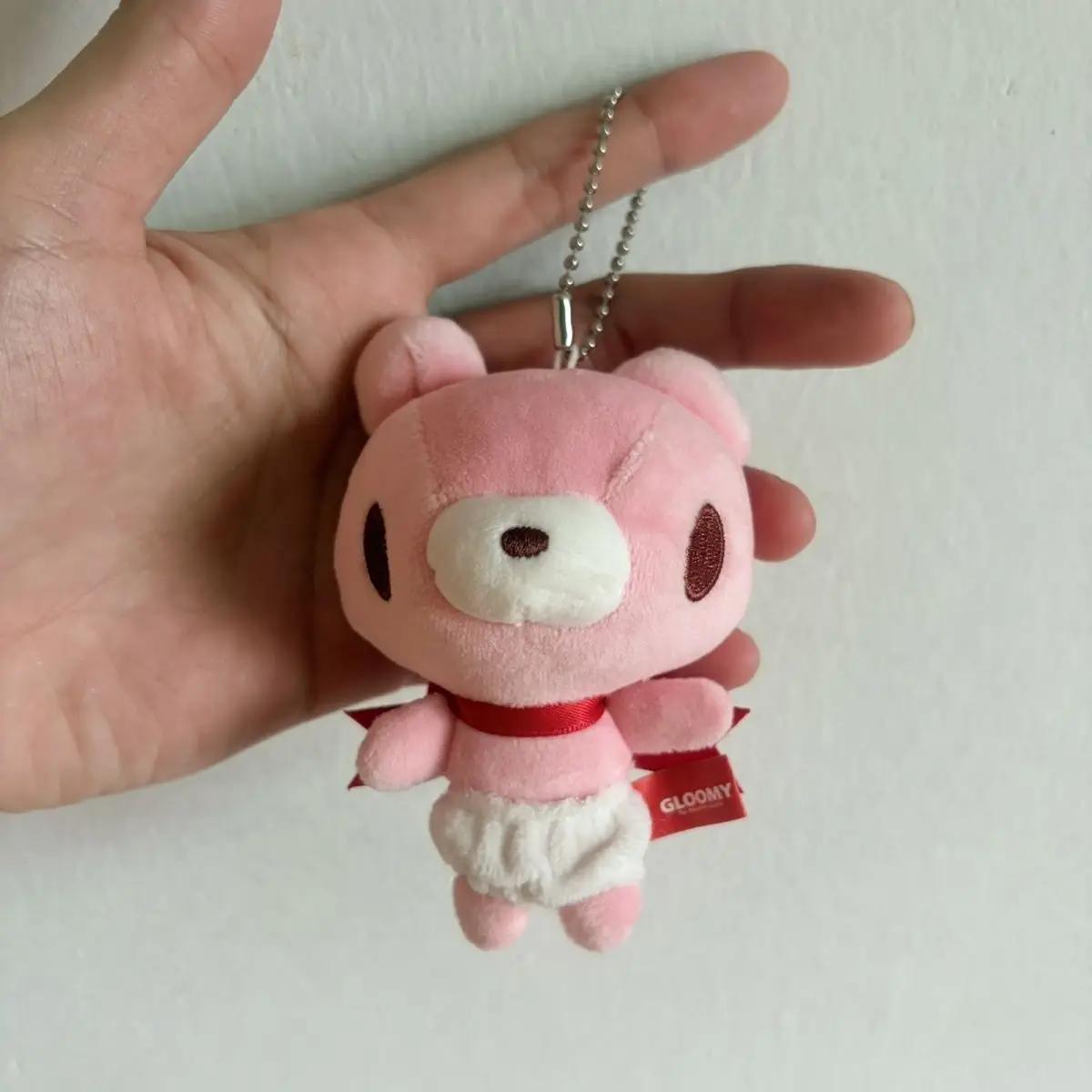 Pendentif Peluche Ours Sombre Bicolore Ours Kawaii Avec Ruban Toucher Doux Ornement Suspendu Charme de Sac Élégant Convient Pour le Quotidien