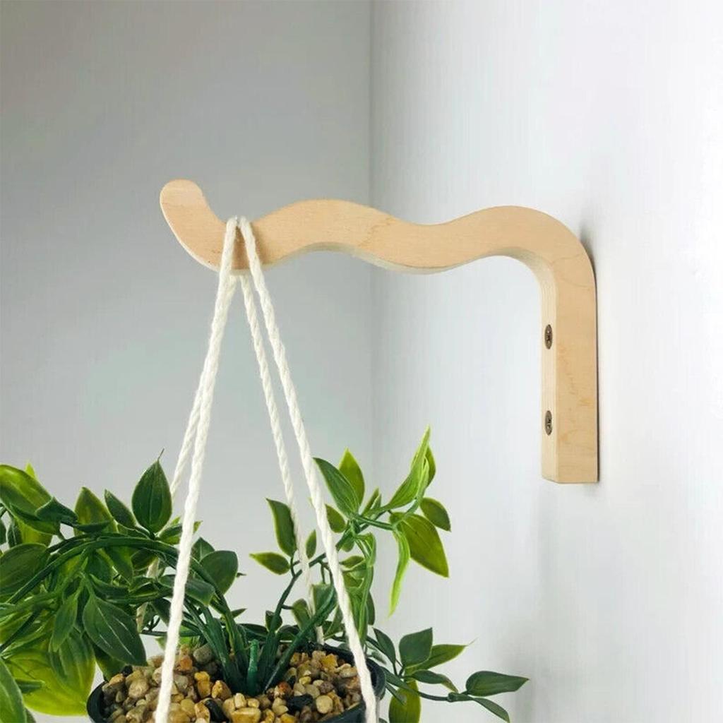 Wood Wall Plant Hangers Hanging Flower Pot Hook Flower Baskets Bracket Planter Hook for Lanterns Wind Chimes Balcony Home Decor