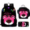 Strawberry Bear School Bag High Definition Printing Multi-Function Oxford Lightweight Backpack