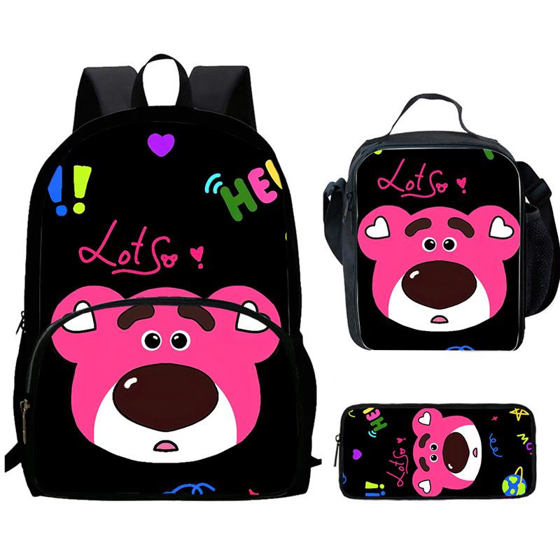 Strawberry Bear School Bag High Definition Printing Multi-Function Oxford Lightweight Backpack