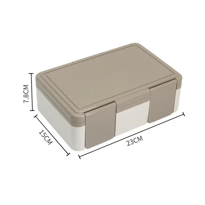 1450ml Bento Box Tragbare 4-Fächer Versiegelte Lunchbox mit Löffel Gabel Mikrowellenheizung Bento Box Kinder Lebensmittel Bento Behälter