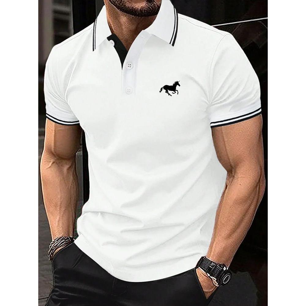 Summer Polo Shirt Men Fashion Short Sleeve Polo Men Casual Personality Polo Shirt Lapel Collar Stripe Men Tops Polo Shirt