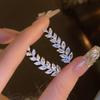Niche Design Zircon Wheat Ear Row Earrings Femininity Super Flash Leaf Stud Earrings Versatile Earrings