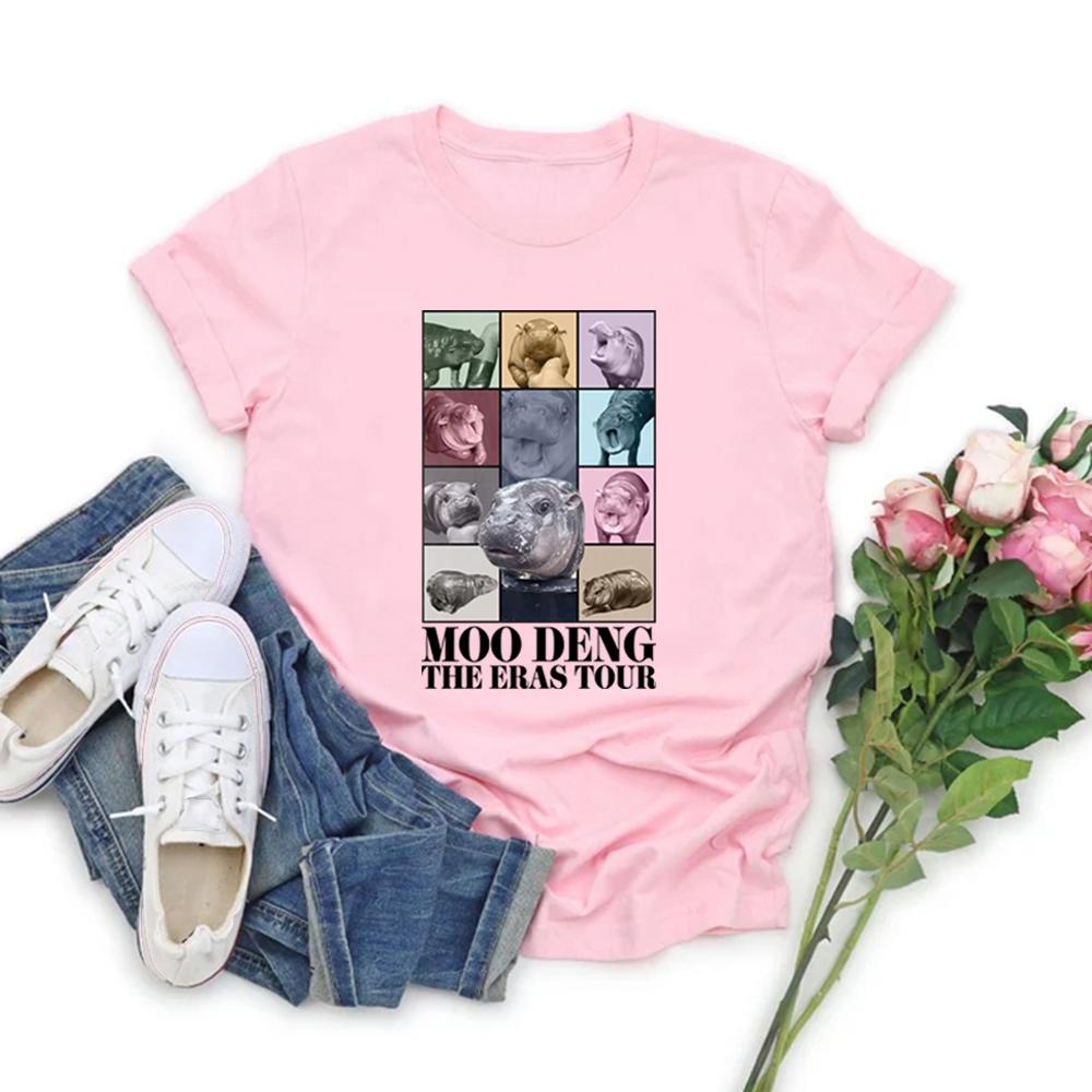 Moo Deng Hippo Eras Tour Shirt Baby Hippo Funny T Shirt Cute Moo Deng T-Shirt Women Graphic T Shirts Gift For Pet Lover