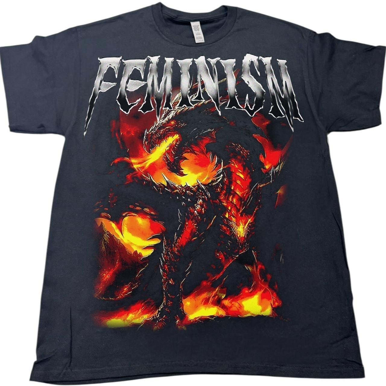 black Feminism Dragon graphic Short Sleeve Unisex NAVY Tee S-5XL XL