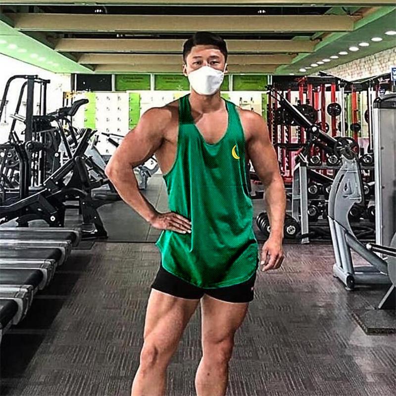 Muscleguys Banana Printed Mens Mesh Yback Training Wear Tank Tops Vneck Sports Causal Fashion Vest Singlets Gym Sleeveless Top Men