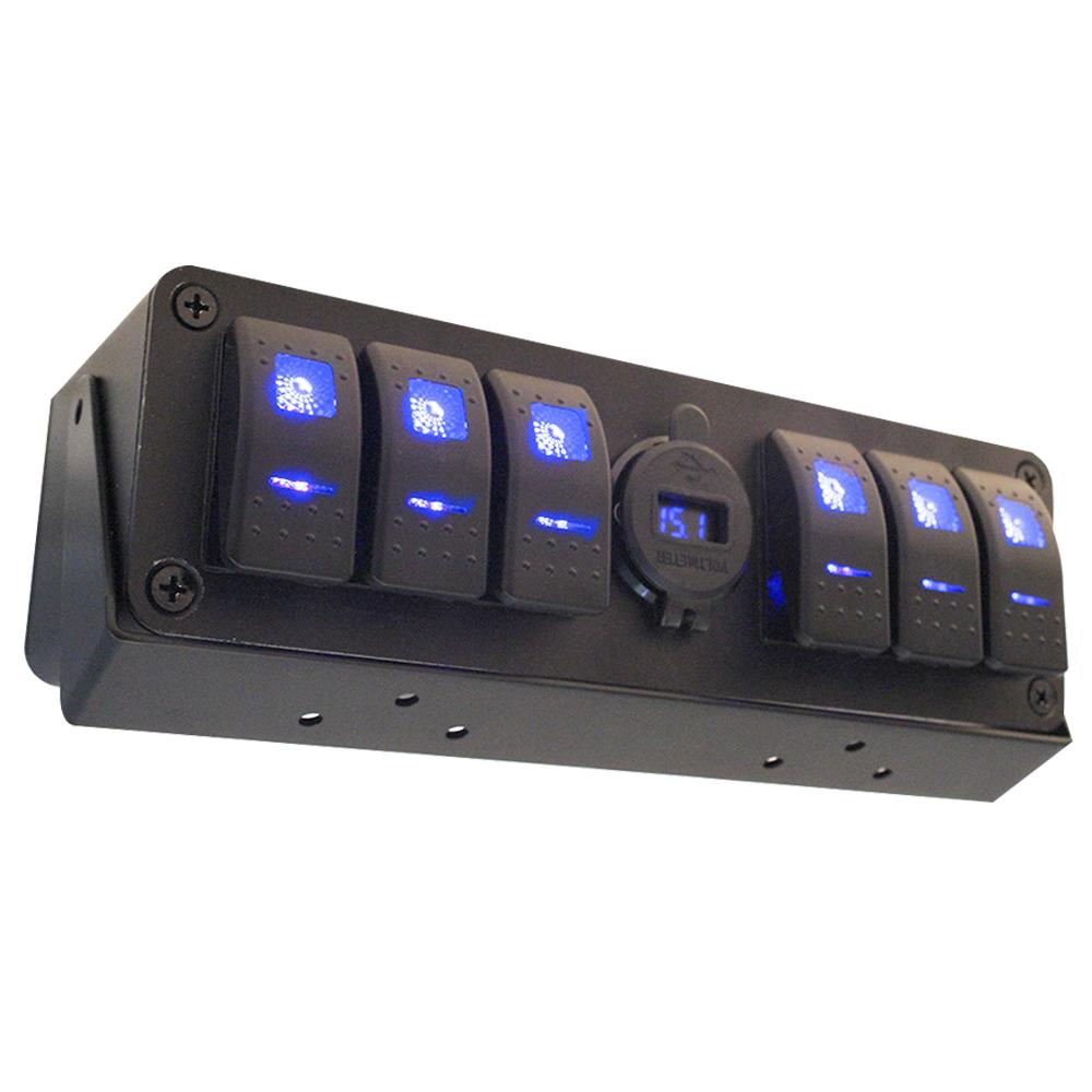 For Cars Vehicles Yacht Double QC3.0 Waterproof 6+1 Gang Rocker Switch Box 12-24V 20A Switch Panel Universal