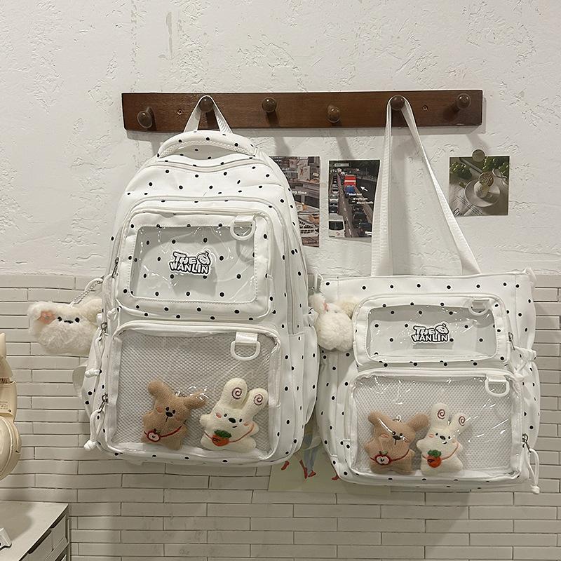 Japanese Ba Chi Pain Bag Large Food Amount School Bag Girls Junior High School Students Cute Polka Dot Backpack Second Dimensional Student Backpack