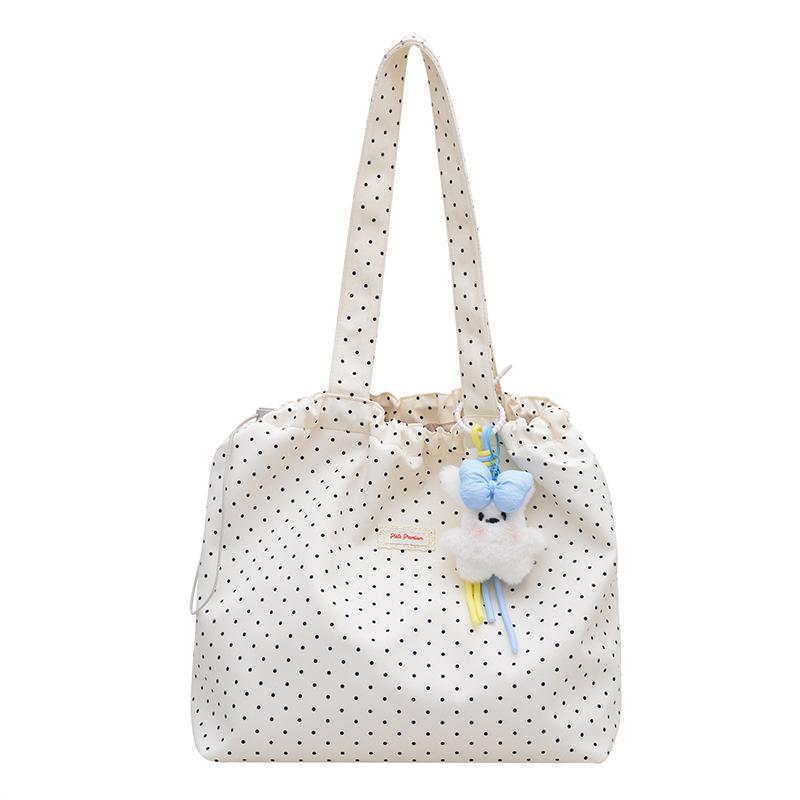Polka Dot Pleated Shoulder Bag Women s Tote Bag