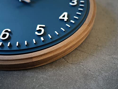 Interform Ecol Wall Clock CL-4072, Navy Wood, Sweep Movement, Nordic White, 30cm Diameter