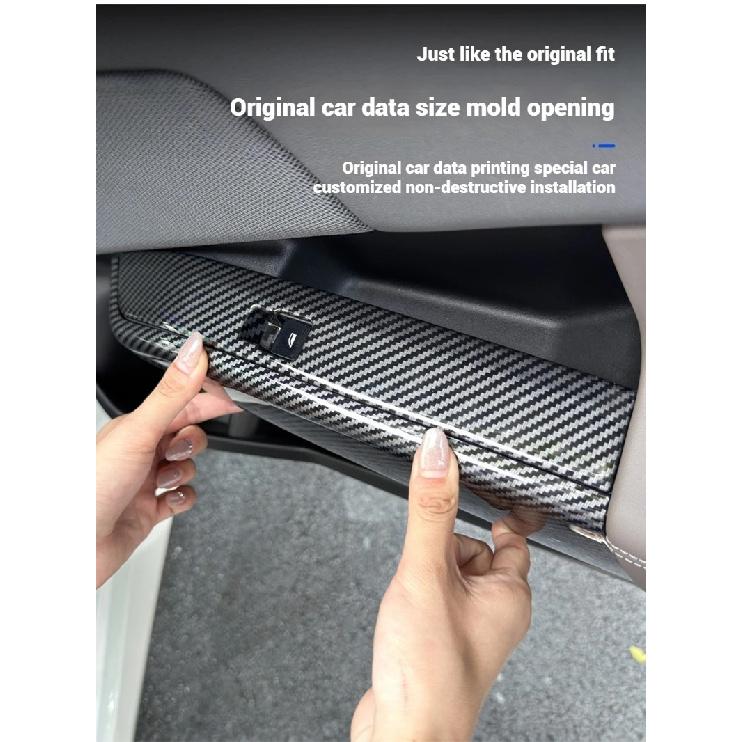 For BMW X3 G45 2025 Carbon Fiber Texture The Glass Key Frame of the Car Window Lift Panel Is Decorated with Interior Accessories