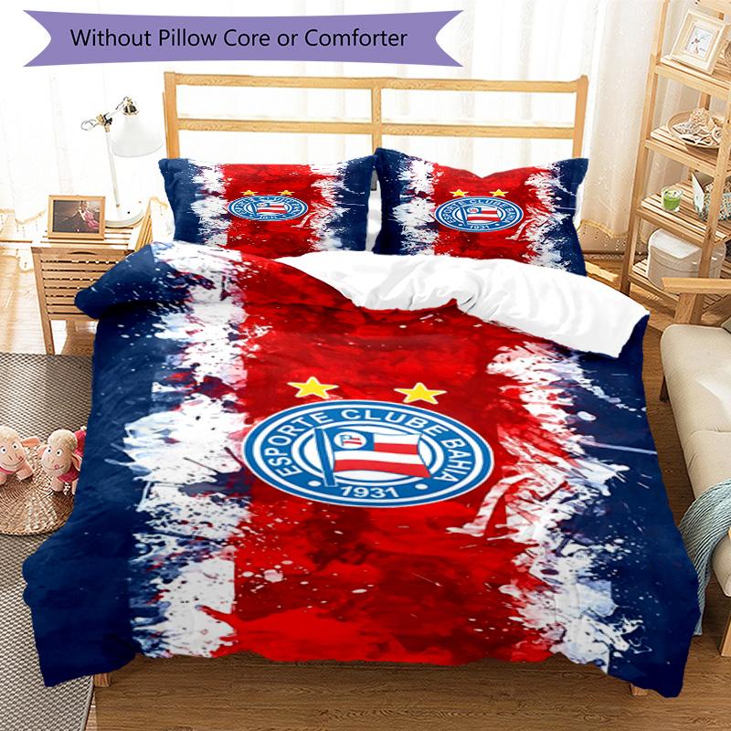 Bahia Fc Crest Emblem Printed Pattern Duvet Cover Set – Includes 1 Duvet Cover and 2 Matching Pillowcases Bedroom Decor Christmas Gifts