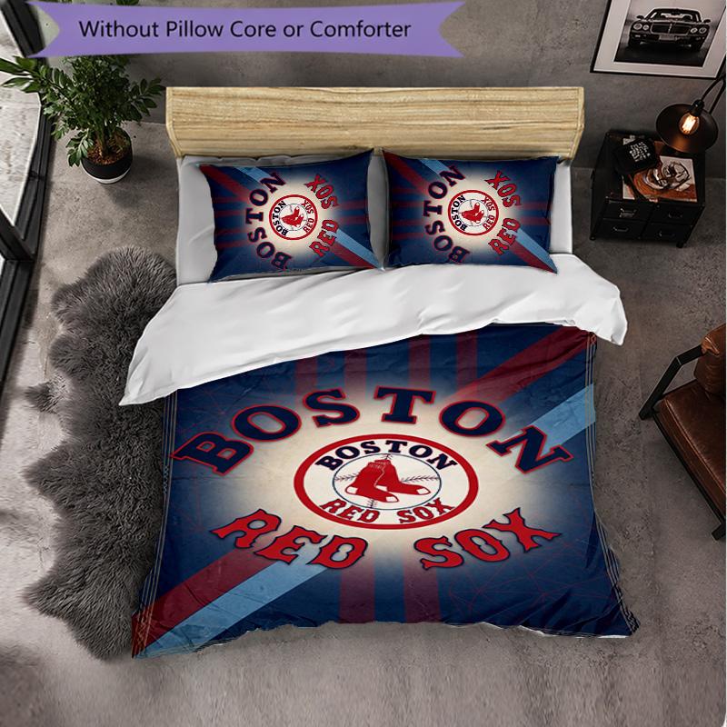 Boston Red Sox Pattern Microfibra Set Biancheria da Letto 3 Pezzi Decorazione Copripiumino Set Per Camera da Letto Uso Domestico