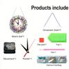 2D Flat DIY Acrylic Diamond Painting Clock Pendant with Clocks Function Diamond Art Clock Kits 9.65x9.65inch for Home Decoration