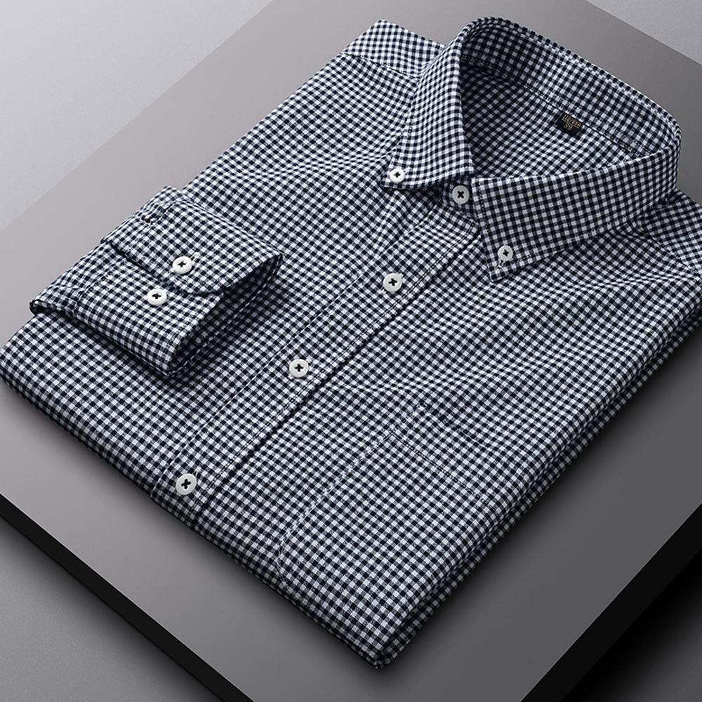 Herren Langarm Oxford Button-Down Hemden Freizeitkleidhemd für Herren Bequem 100% Baumwolle Mehrere Karomuster/Gestreift Herrenbekleidung