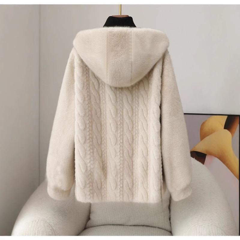 Fur jacket women's autumn and winter new imitation mink fur fur integrated hooded short top
